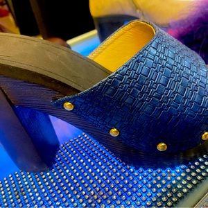 Old Skool heel sandals ! Platform wedge heels Navy Blue sz9